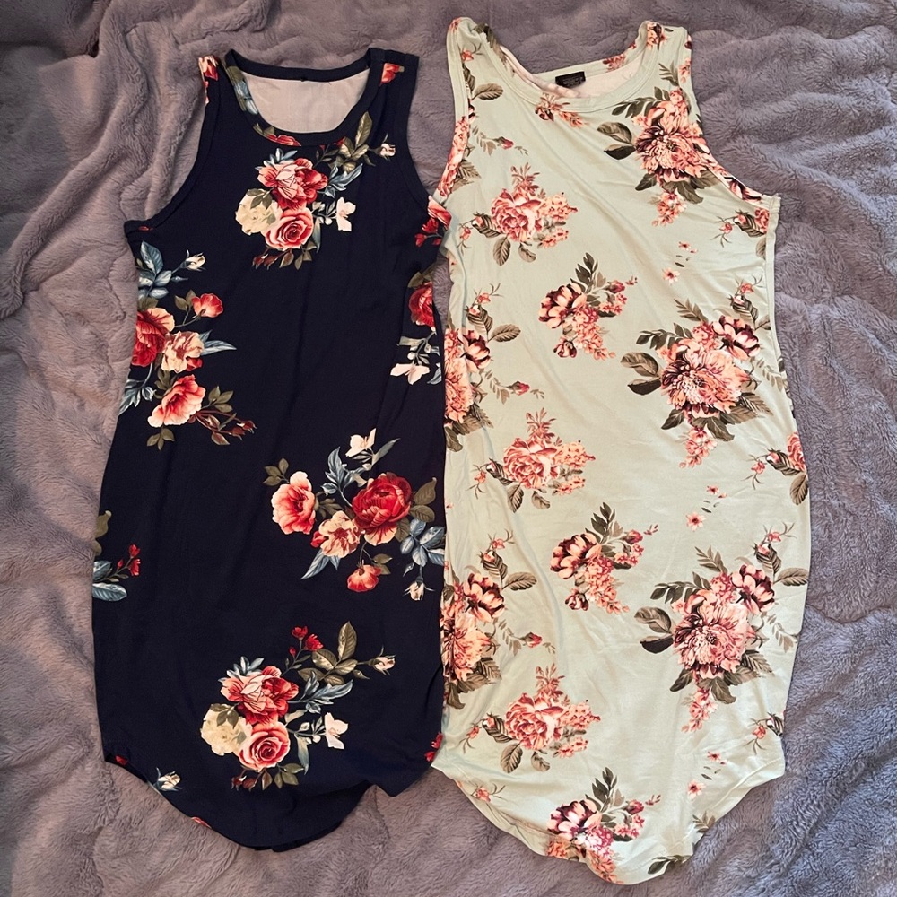*BUNDLE* two rue 21 brand floral tank top midi dresses size large